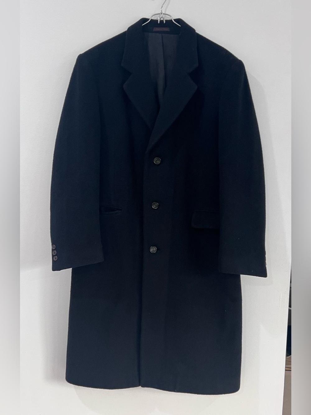 Nino Cerruti Black Wool Cashmere Blend Long Overcoat  Luxury Fall Winter Wear